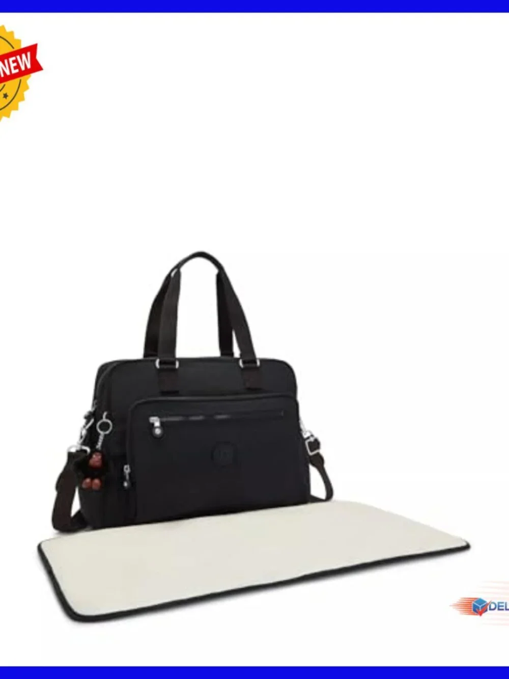 Lightweight Nylon Diaper Bag with Multiple Pockets and Zipper Closure